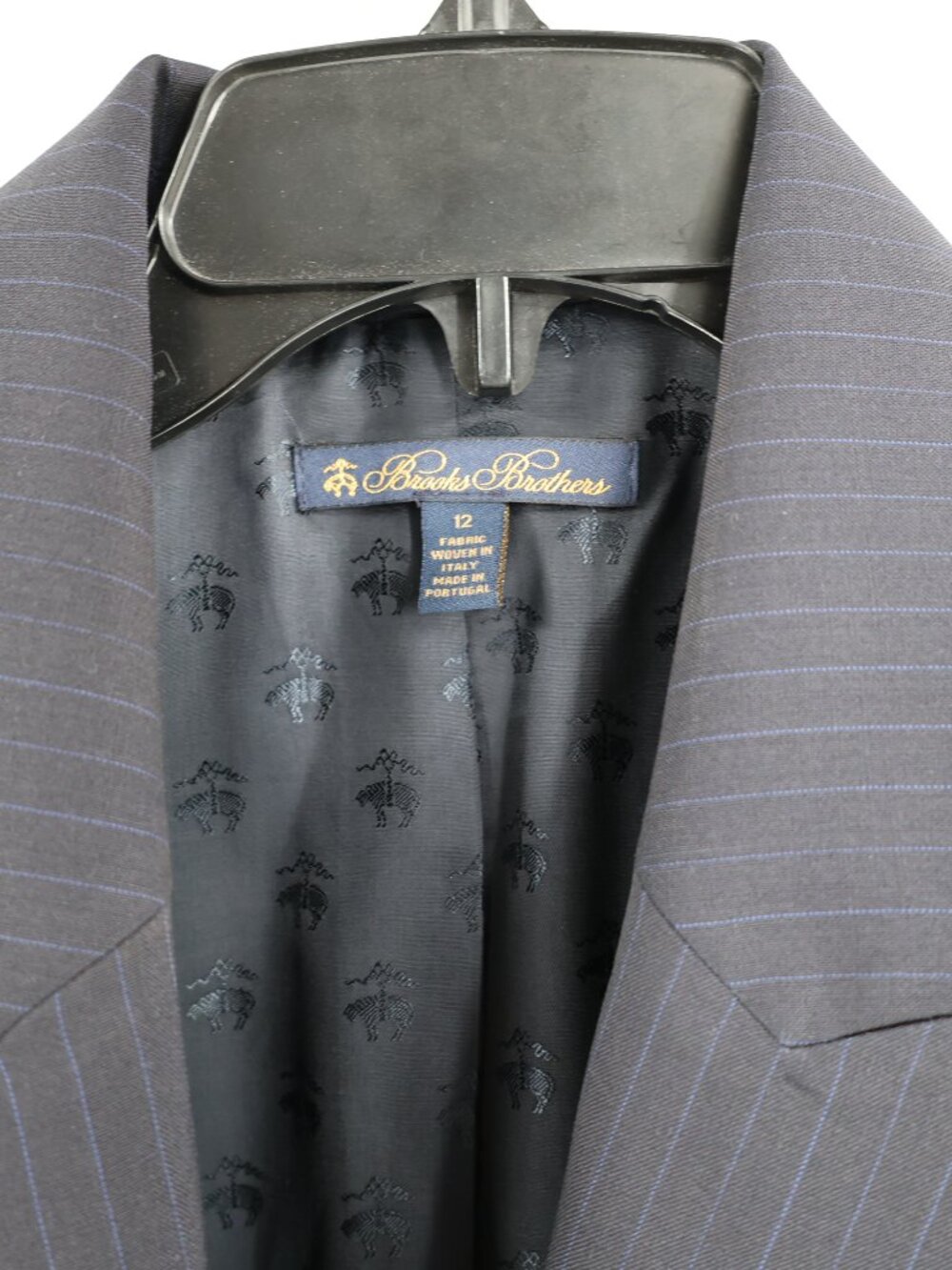 Brooks Brothers Blazer Women 12 peak lapel Wool Blend business work Blue Striped - Picture 3 of 15